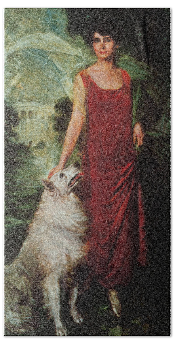 Government Beach Sheet featuring the painting Grace Coolidge, First Lady by Science Source