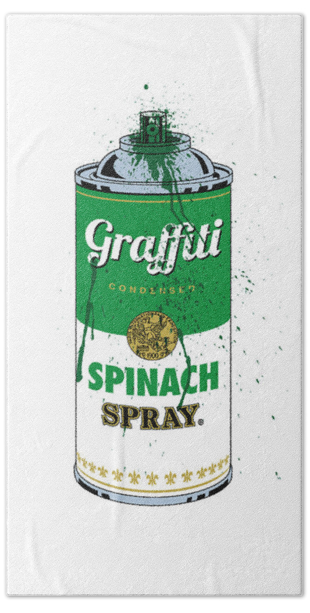 Logo Beach Towel featuring the digital art Graffiti Spinach Spray Can by Gary Grayson