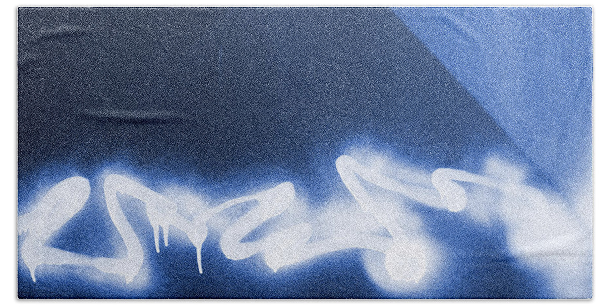 Abstract Beach Sheet featuring the digital art Graffiti Spray Blue by Steve Ball