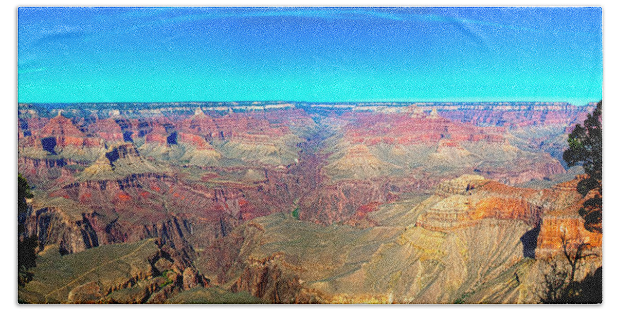 If You Look Closely You Can See The Colorado River ...sort Of. The Grand Canyon Is Definitely Breathtaking And I Hope You Agree That I Captured A Little Of It's Beauty. Beach Sheet featuring the photograph Grand Canyon Panorama by Penny Lisowski