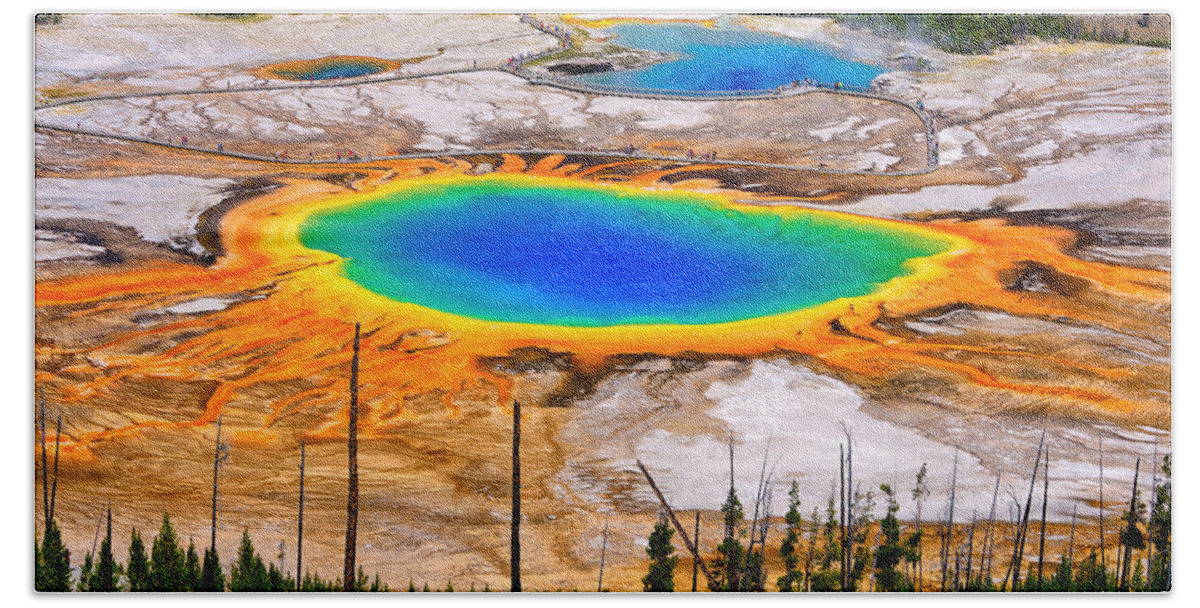 Grand Prismatic Spring Beach Towel featuring the photograph Grand Prismatic Spring Limited Edition by Greg Norrell