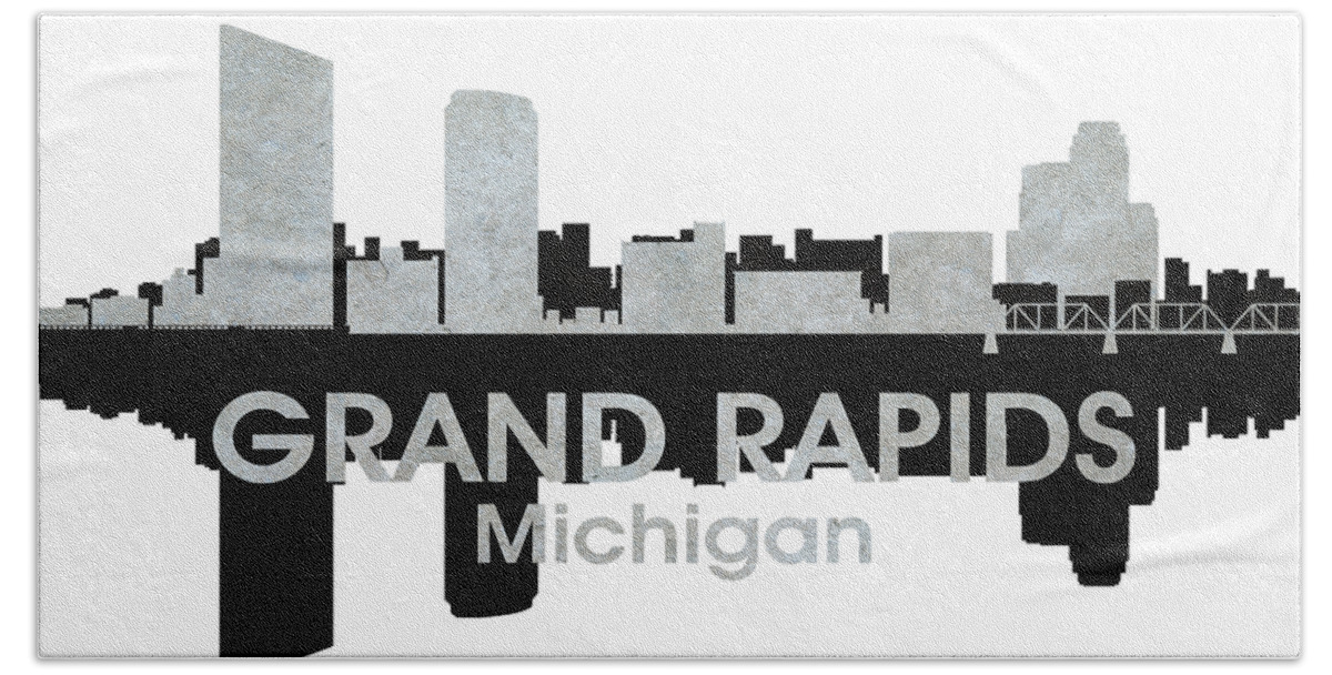 Grand Rapids Beach Towel featuring the mixed media Grand Rapids MI 4 by Angelina Tamez