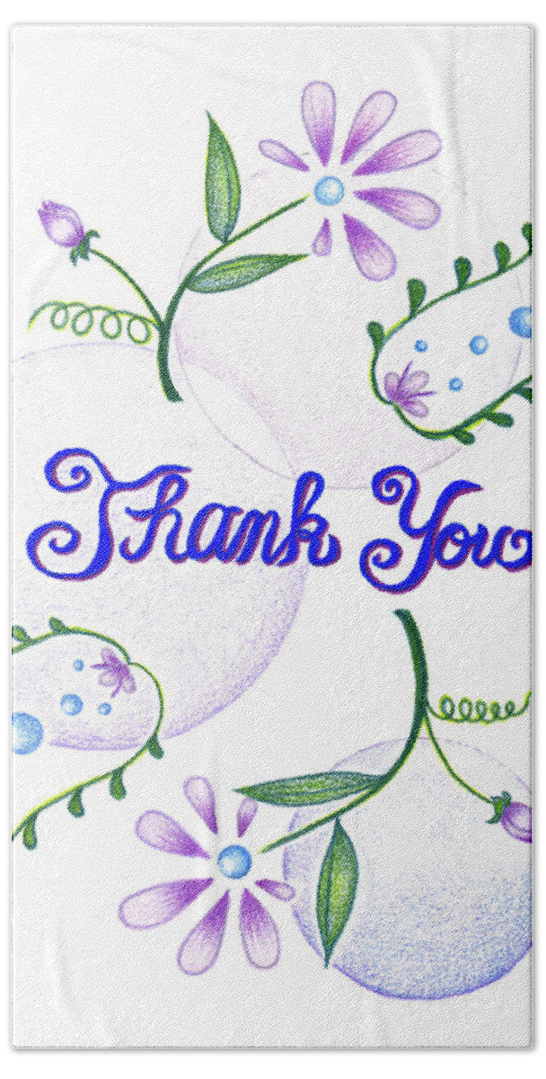 Flower Art Beach Towel featuring the drawing Gratitude by Keiko Katsuta