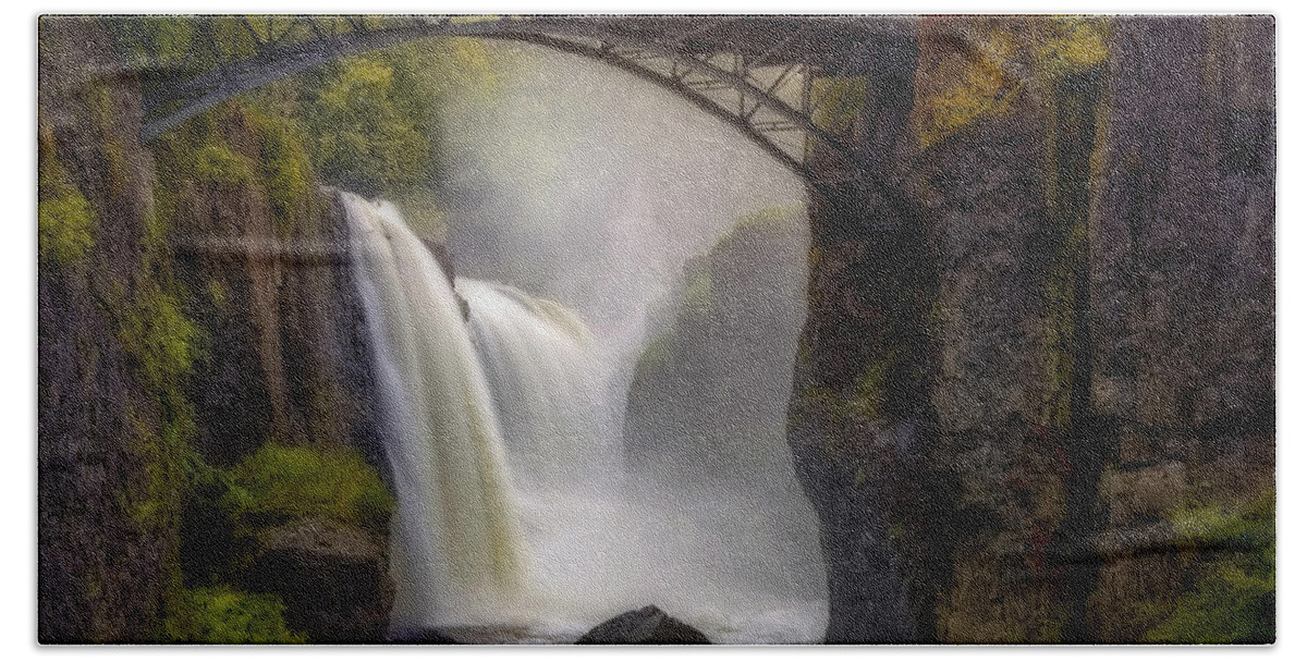 Paterson Great Falls National Historical Park Beach Sheet featuring the photograph Great Falls Mist by Susan Candelario