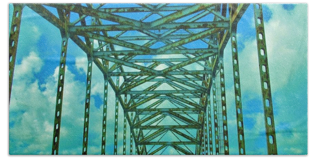 Green Bridge Beach Sheet featuring the photograph Green Bridge by Deborah Lacoste