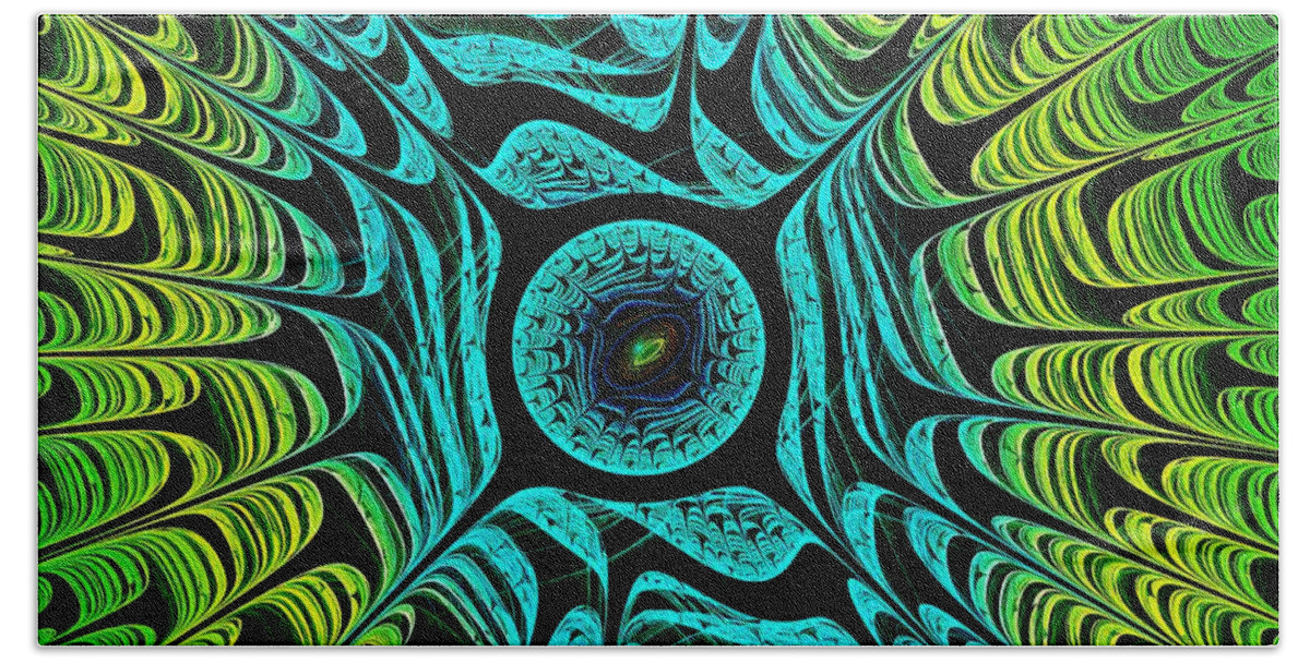 Computer Beach Towel featuring the digital art Green Dragon Eye by Anastasiya Malakhova