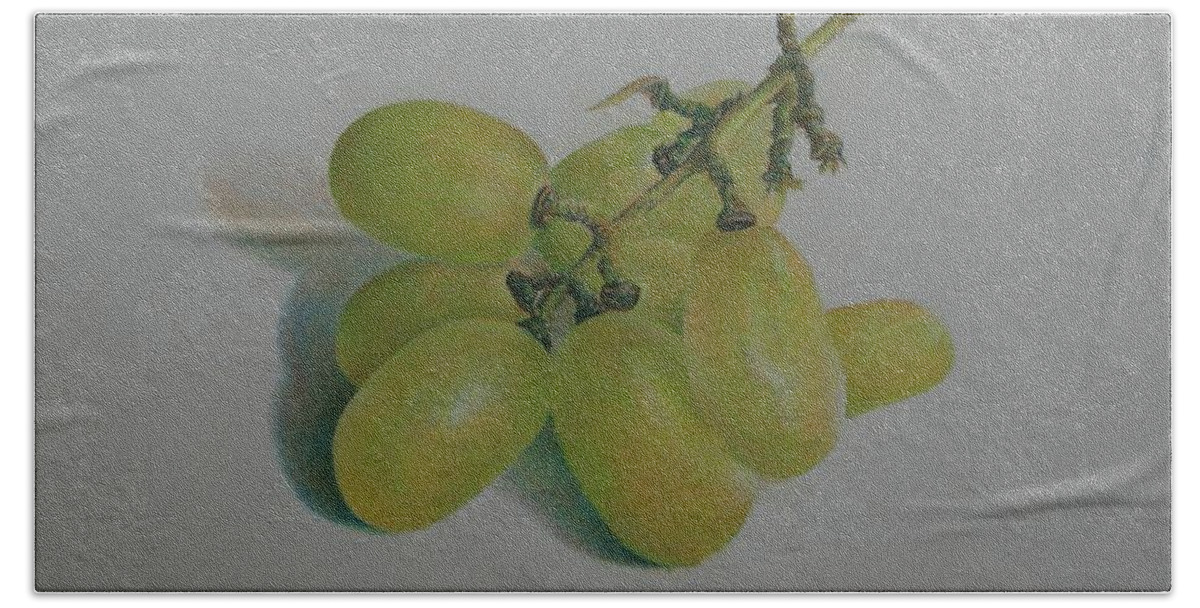 Grapes Beach Towel featuring the painting Green Grapes by Pamela Clements