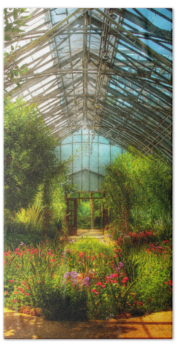 Greenhouse Beach Towel featuring the photograph Greenhouse - Paradise under glass by Mike Savad