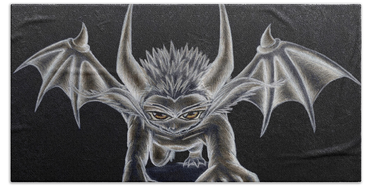 Demon Beach Towel featuring the painting Grevil Inverted by Shawn Dall