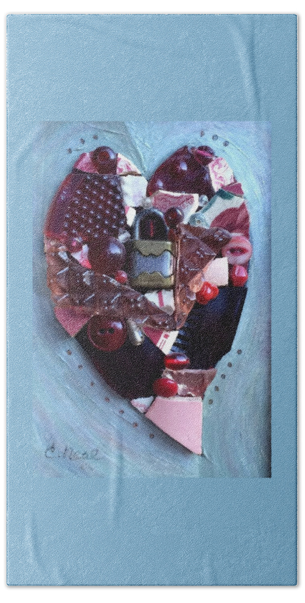 Heart Beach Towel featuring the mixed media Guard Your Heart by Carol Neal