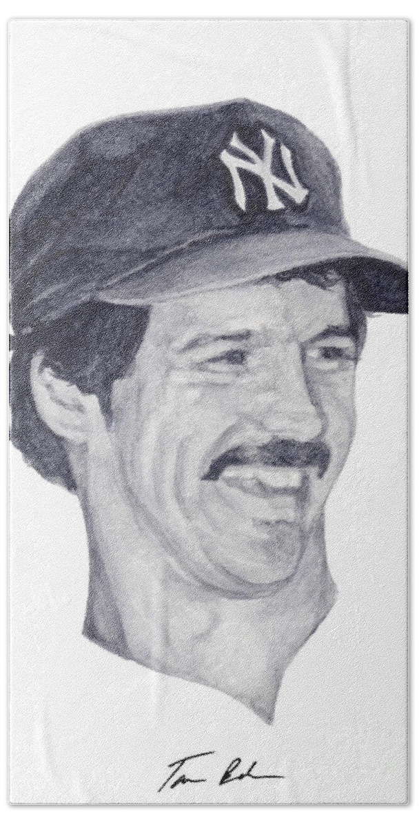Ron Guidry Beach Sheet featuring the painting Guidry by Tamir Barkan