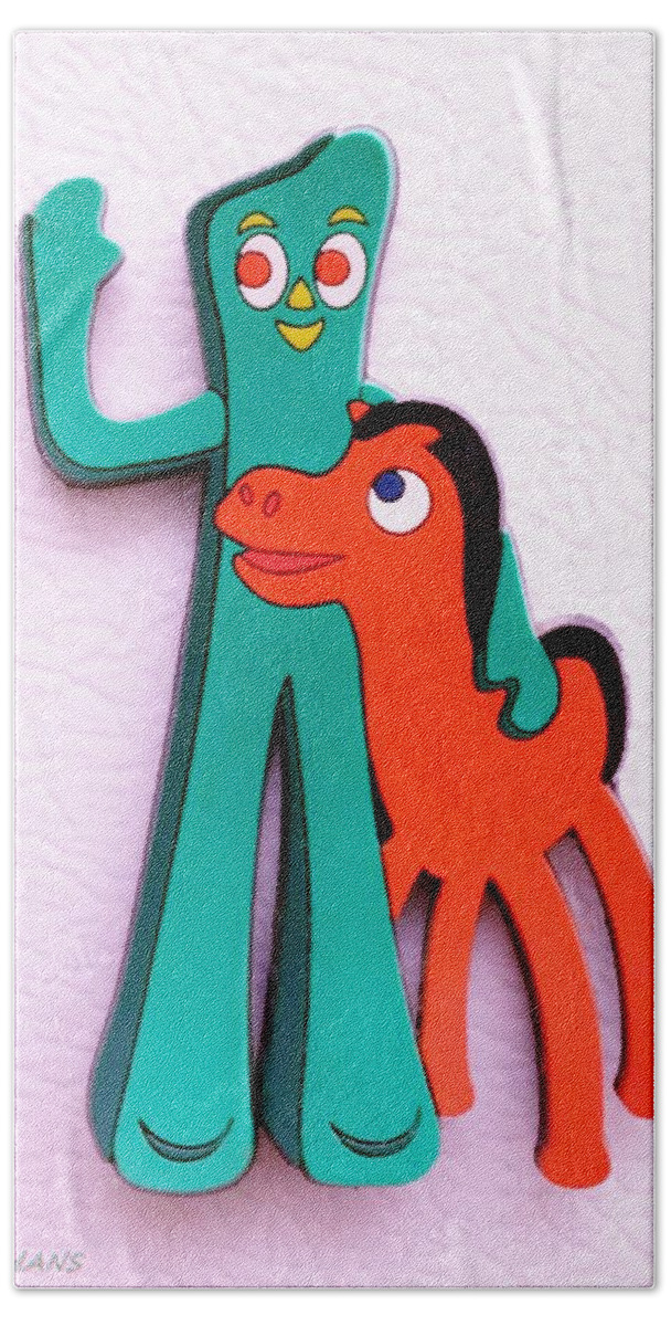 Gumby Beach Towel featuring the photograph Gumby And Pokey B F F by Rob Hans