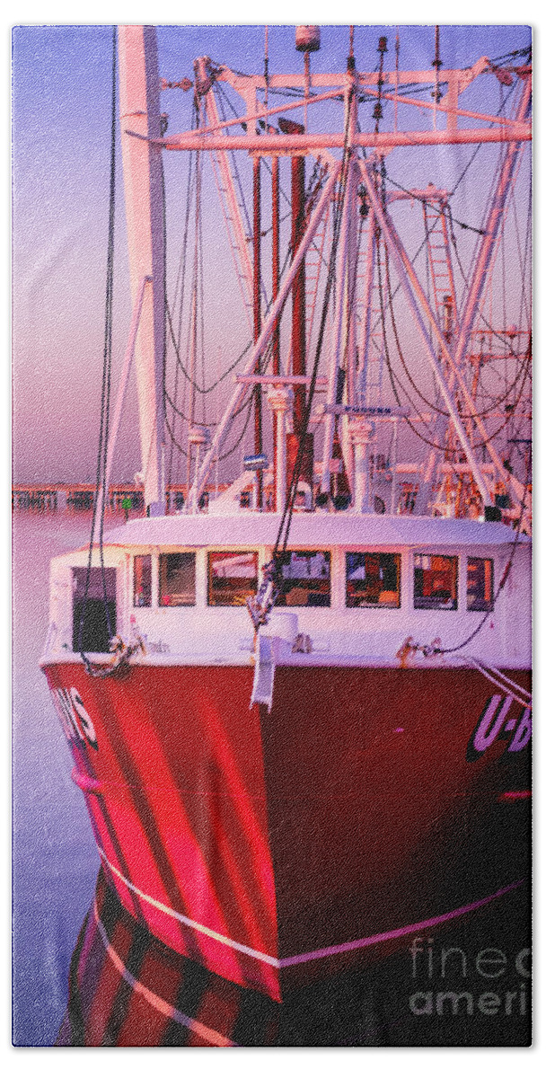 Boat Beach Towel featuring the photograph Hampton Fishing Boat by Jerry Fornarotto