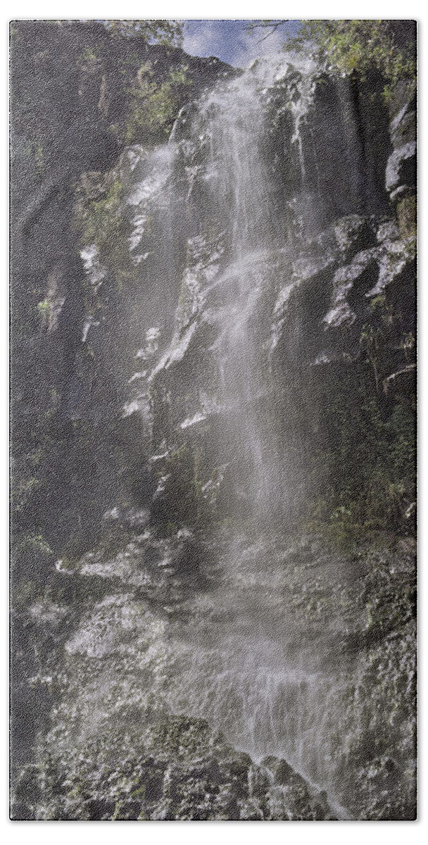 Water Beach Towel featuring the photograph Hana Road Falls by Peter J Sucy