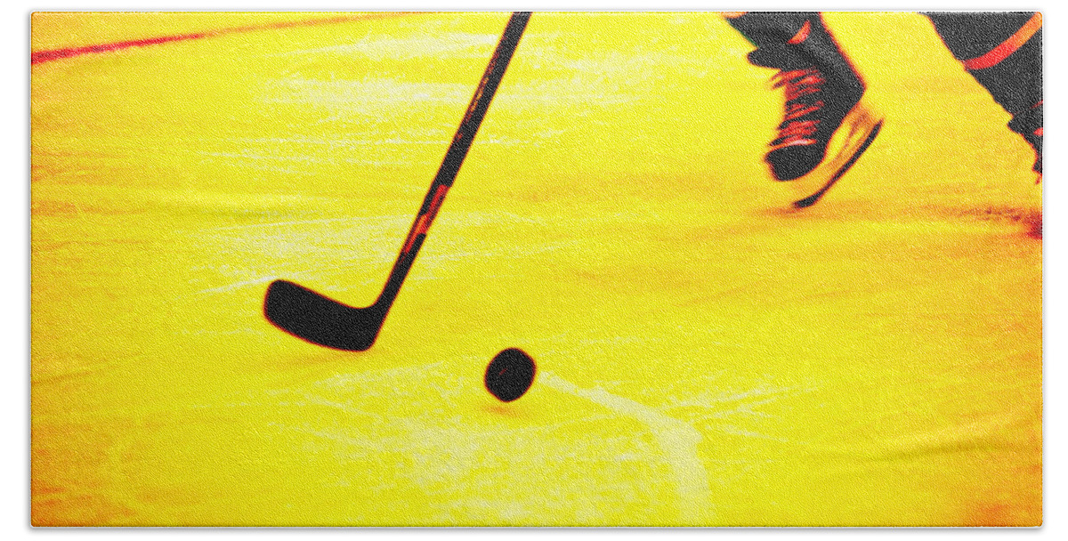 Hockey Beach Towel featuring the photograph Handling It by Karol Livote