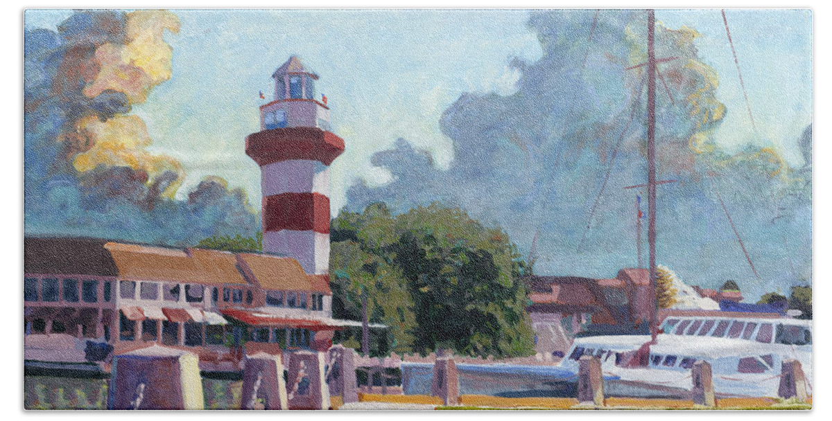 Landscape Beach Towel featuring the painting Harbour Town Light by David Randall