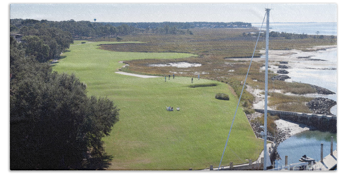South Carolina Beach Towel featuring the photograph Harbourtown Golf Course 18th Hole by Thomas Marchessault