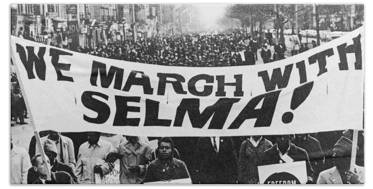 1960s Beach Towel featuring the photograph Harlem Supports Selma by Stanley Wolfson