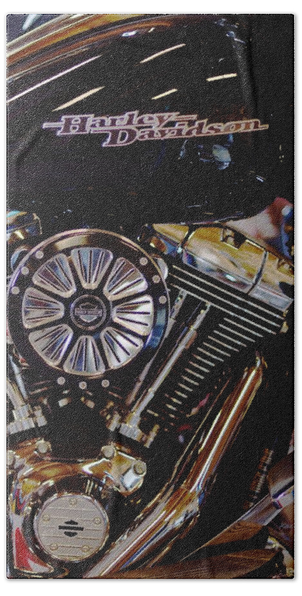 Motorcycle Beach Towel featuring the photograph Harley Davidson Abstract by Kae Cheatham