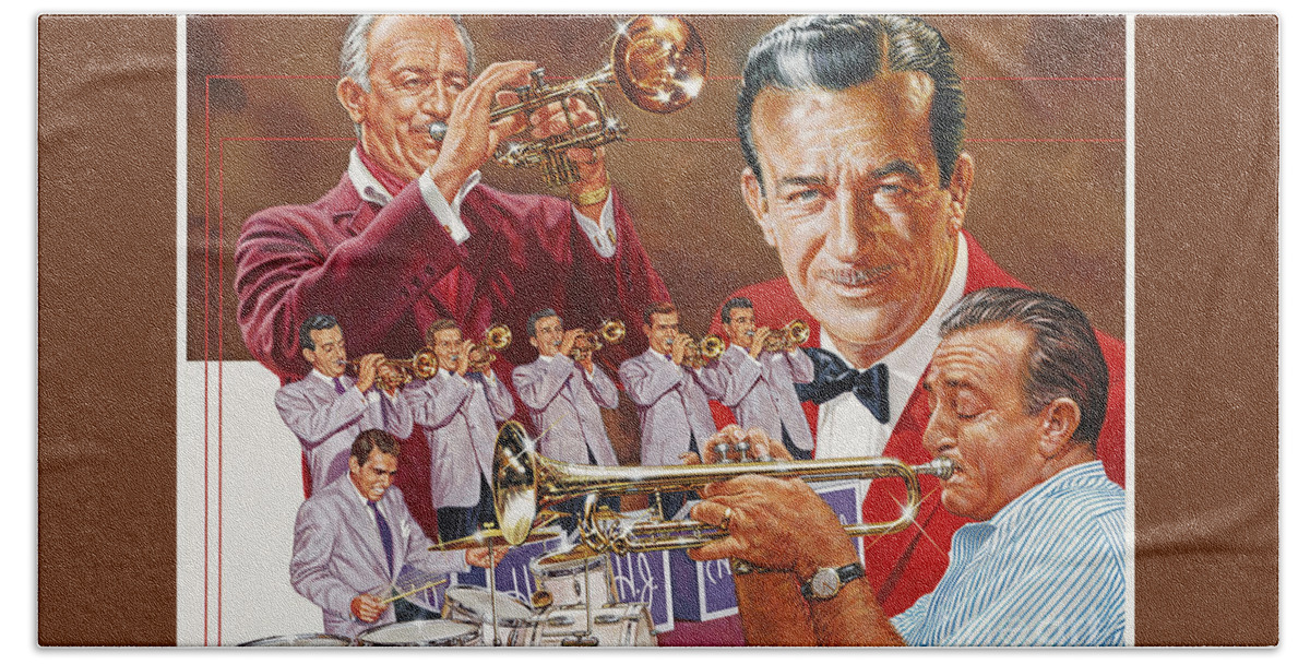 Portrait Beach Sheet featuring the painting Harry James Trumpet Giant by Dick Bobnick