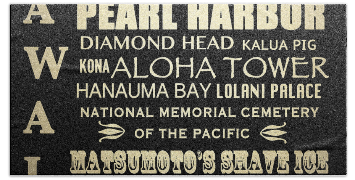 Hawaii Beach Towel featuring the digital art Hawaii Famous Landmarks #1 by Patricia Lintner