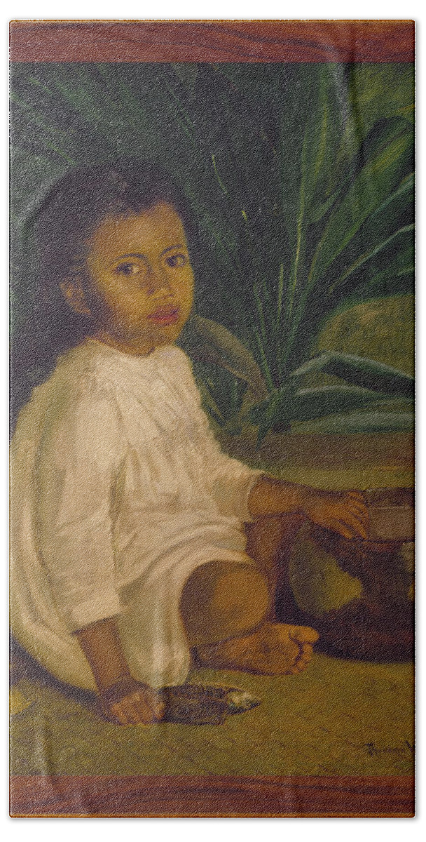 1901 Beach Sheet featuring the painting Hawaiian Child, 1901 by Theodore Wores