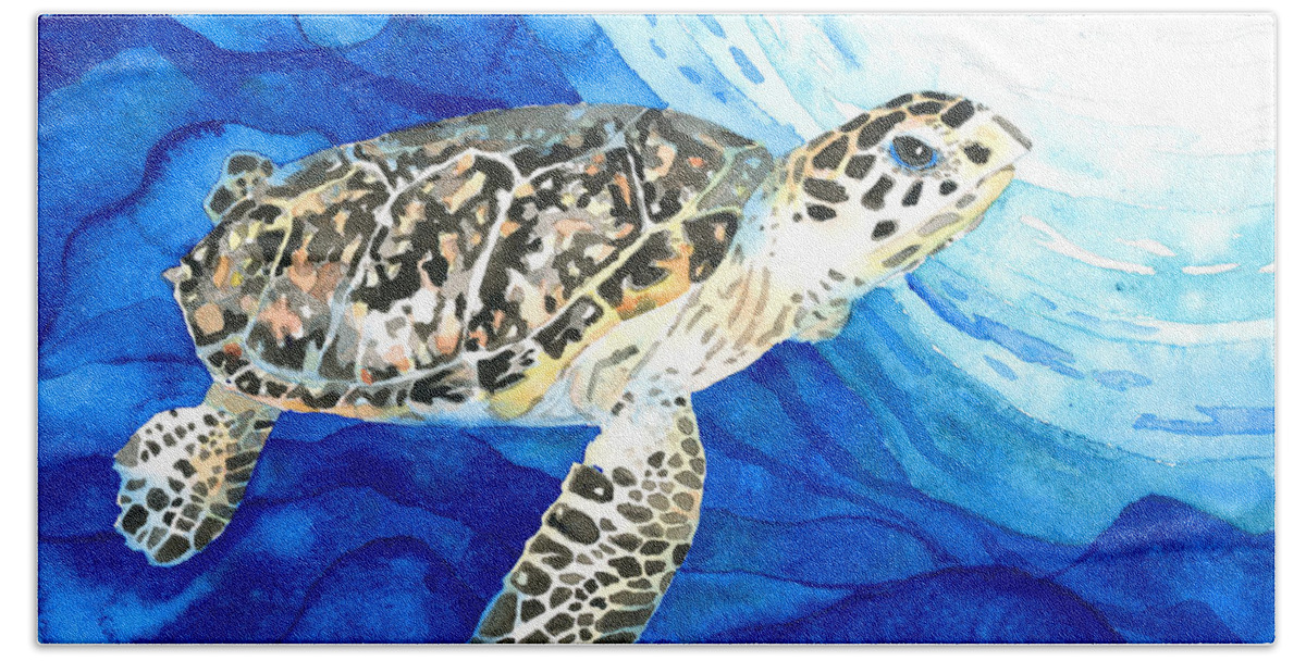 Turtle Beach Towel featuring the painting Hawksbill Sea Turtle 2 by Pauline Walsh Jacobson