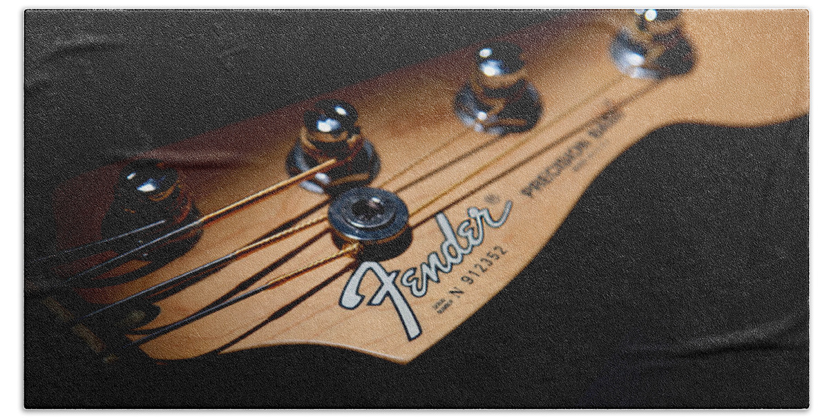 Bass Guitar Beach Towel featuring the photograph Headstock by Peter Tellone
