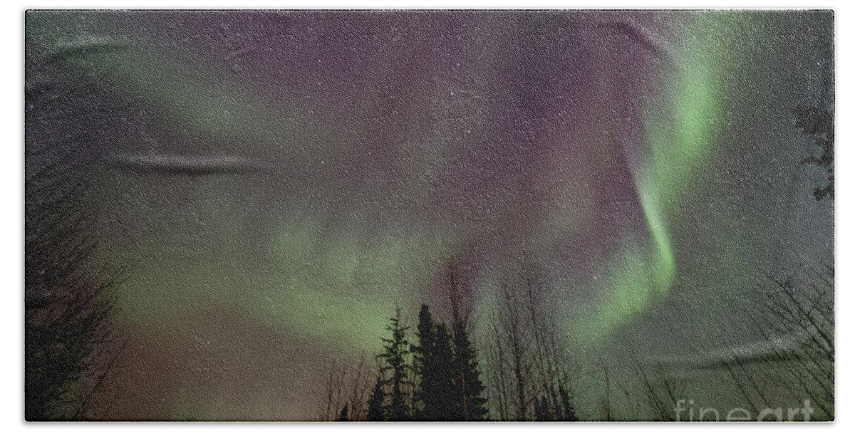 Aurora Borealis Beach Towel featuring the photograph Heavens lights by Priska Wettstein