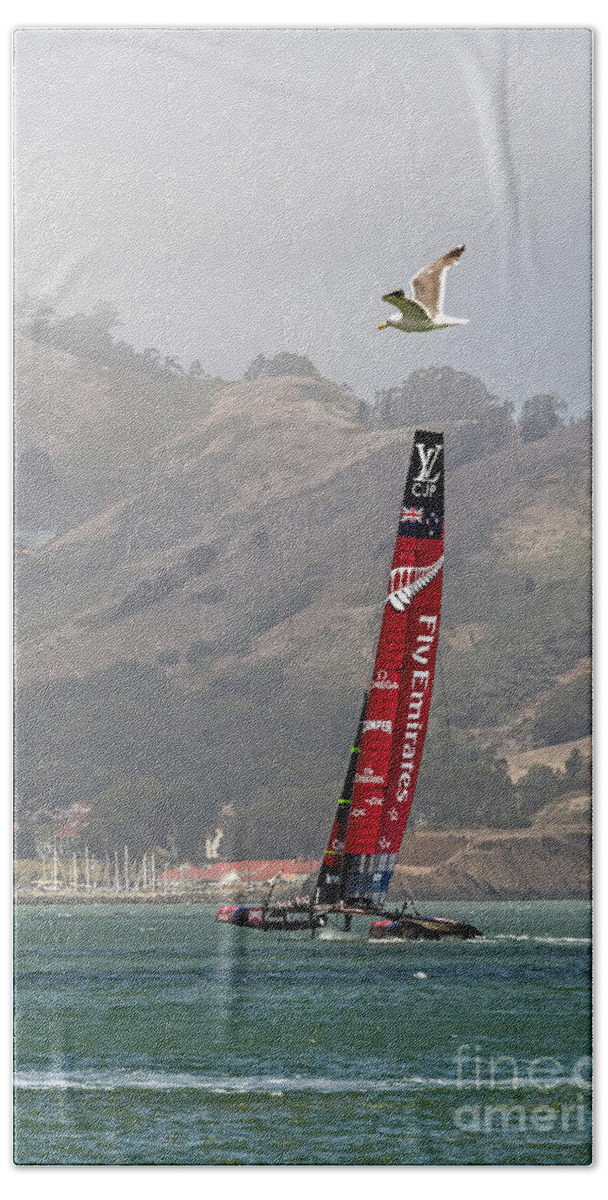 America's Cup Beach Sheet featuring the photograph Heeling by Kate Brown