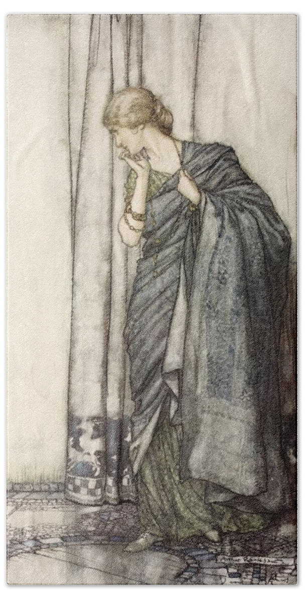C20th Beach Towel featuring the drawing Helena, Illustration From Midsummer by Arthur Rackham