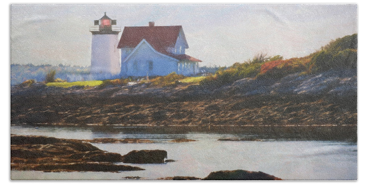 Lighthouse Beach Sheet featuring the photograph Hendricks Head Lighthouse - Maine by Jean-Pierre Ducondi