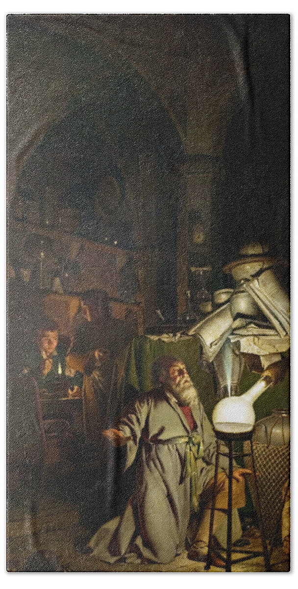 Science Beach Towel featuring the painting Hennig Brand, German Alchemist by Science Source
