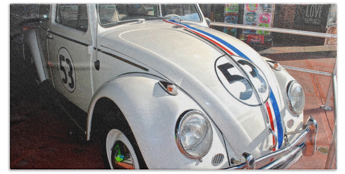 Herbie Beach Towel featuring the photograph Herbie the Love Bug by Frozen in Time Fine Art Photography