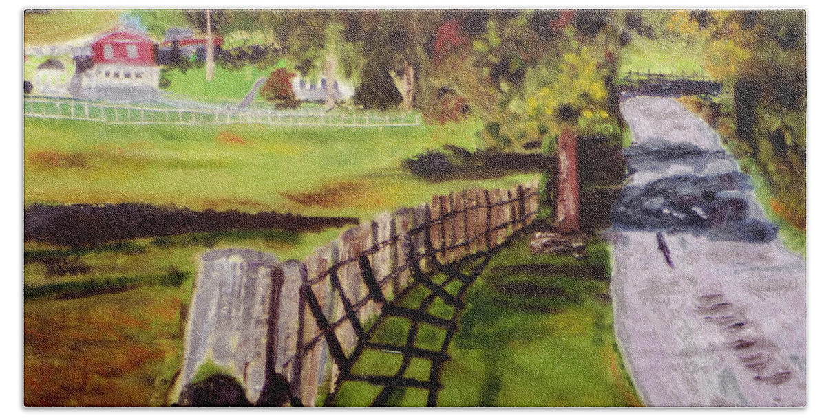 Painting Beach Towel featuring the painting Hidden Brook Farm by Michael Daniels