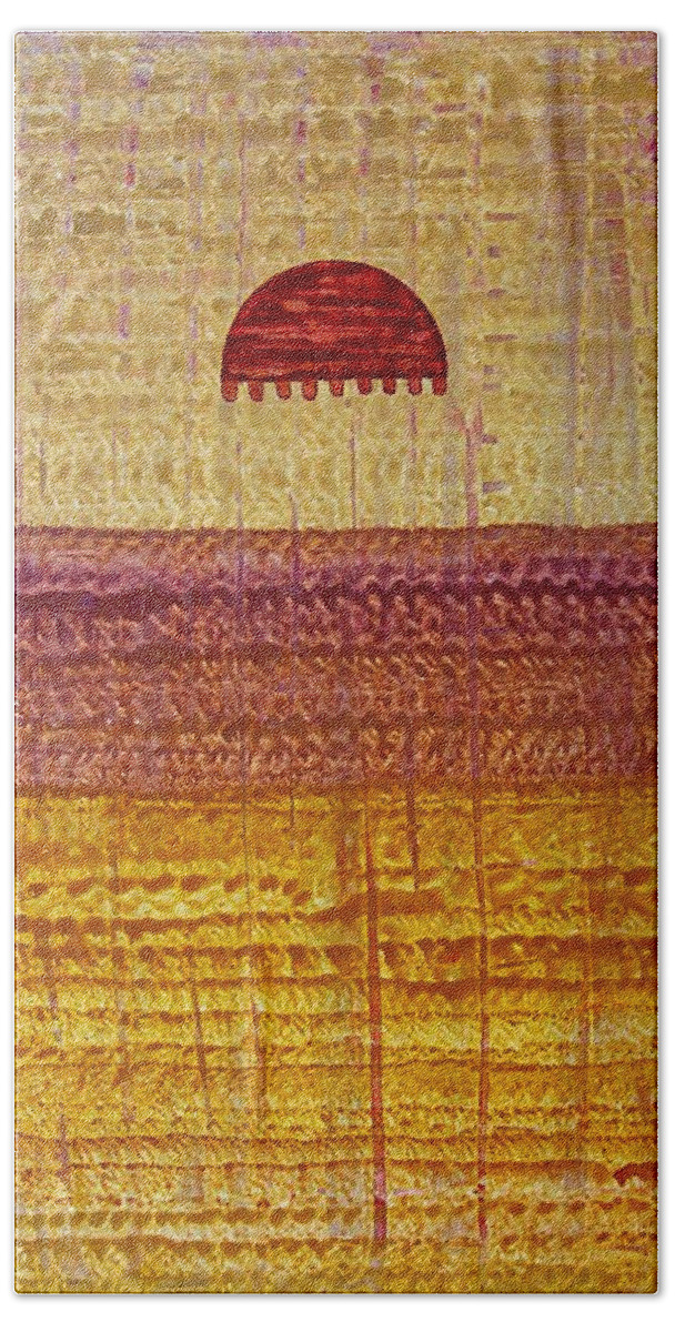 Painting Beach Sheet featuring the painting High Desert Horizon original painting by Sol Luckman