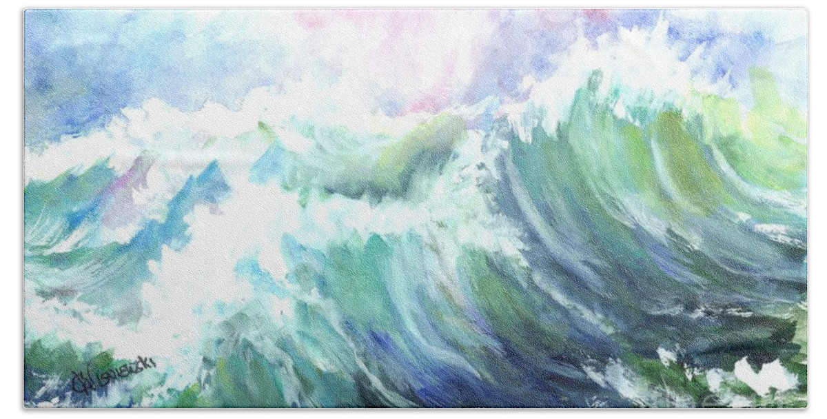 Gouache Beach Sheet featuring the painting High Seas by Carol Wisniewski