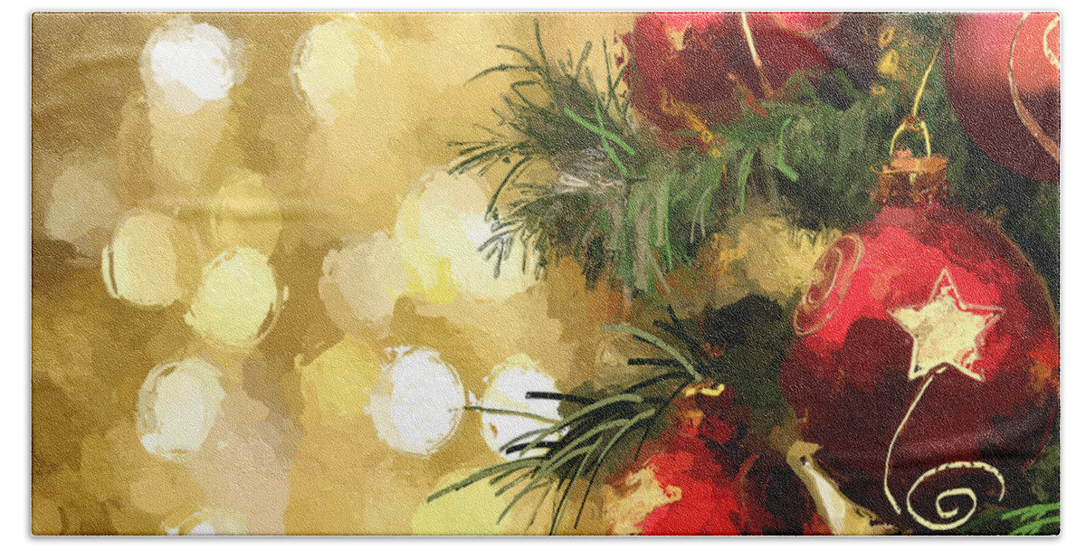 Anthony Fishburne Beach Towel featuring the digital art Holiday Ornaments by Anthony Fishburne