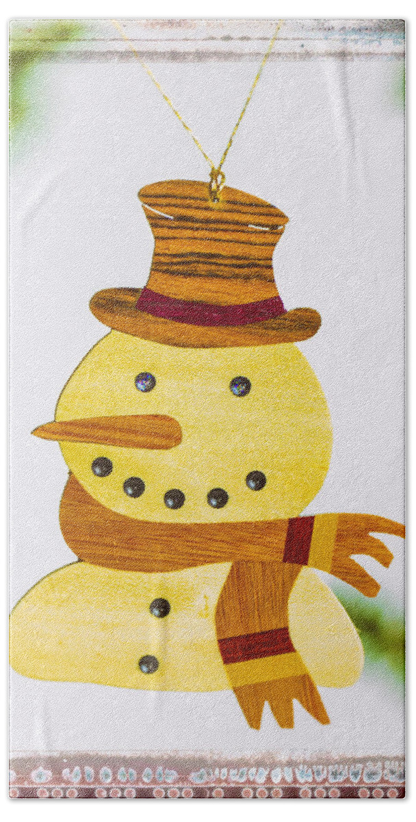 Christmas Beach Towel featuring the photograph Snowman Holiday Image Art by Jo Ann Tomaselli