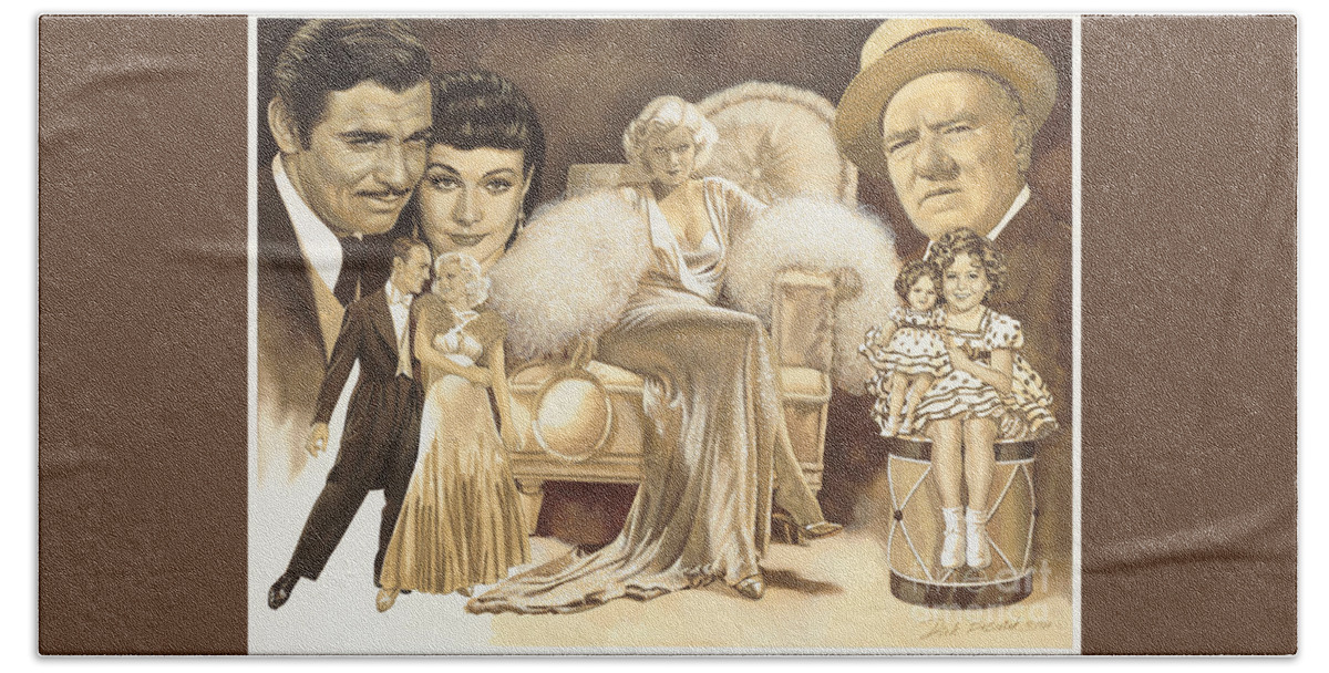 Portrait Beach Towel featuring the painting Hollywoods Golden Era by Dick Bobnick