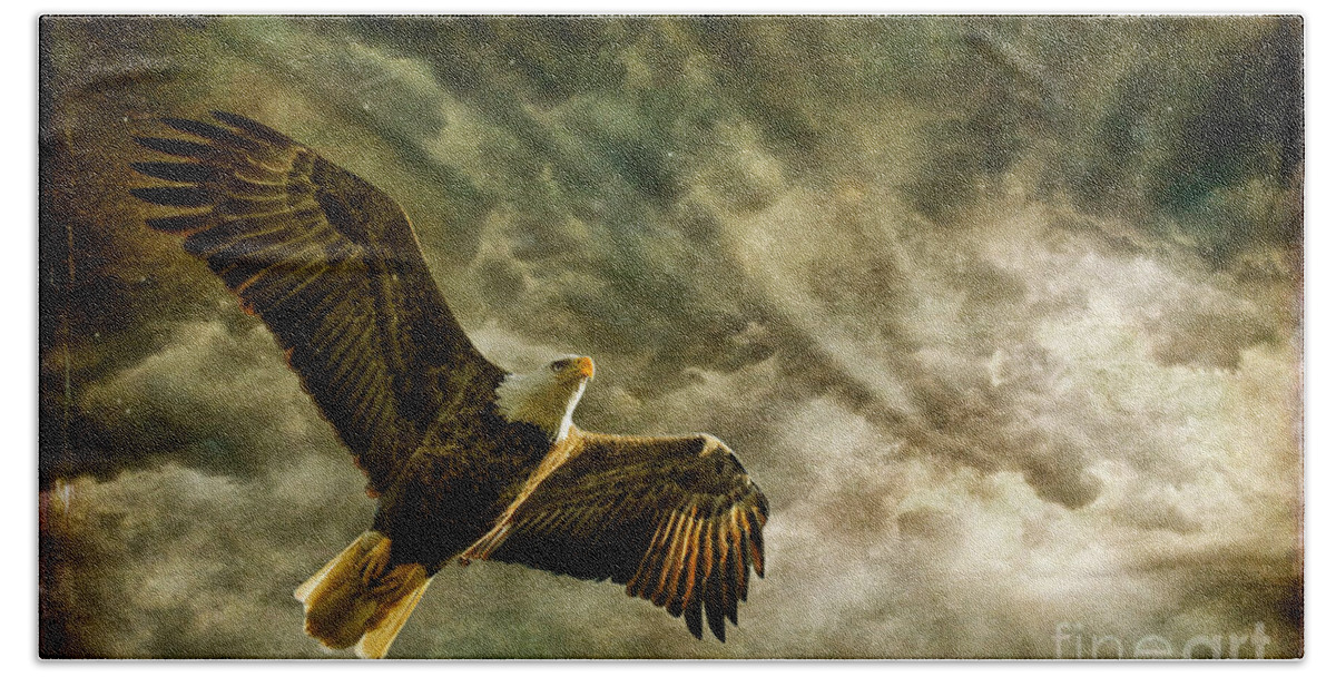 Eagle Beach Towel featuring the photograph Honor Bound In Blue by Lois Bryan