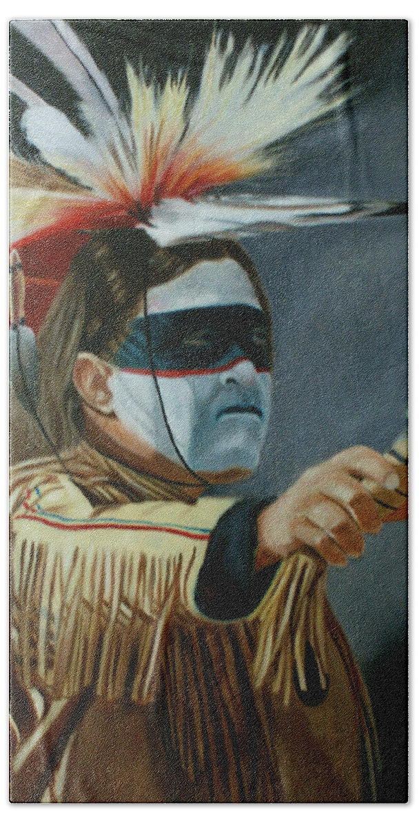 Native American Beach Towel featuring the painting Honor by Jill Ciccone Pike