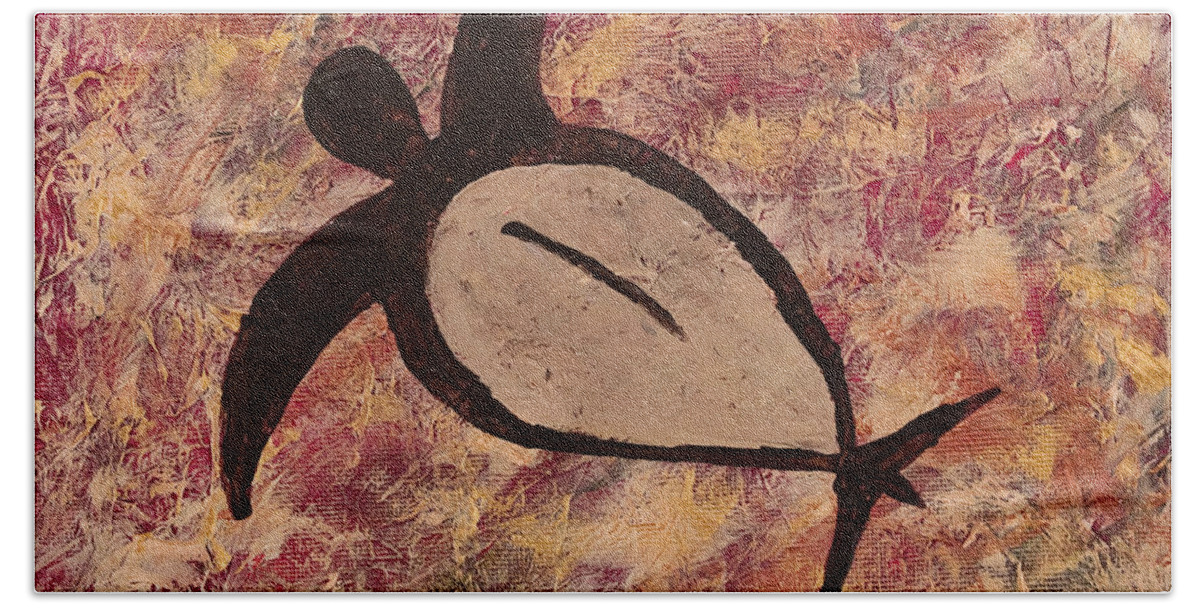 Sea Turtle Beach Towel featuring the painting Honu by Darice Machel McGuire