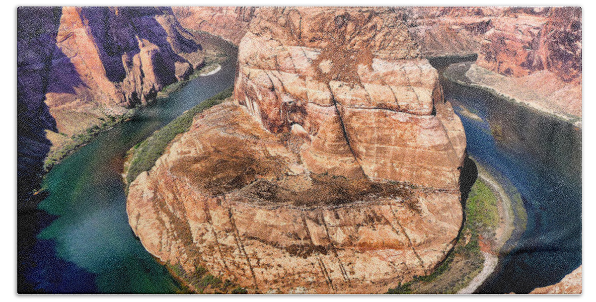 Horseshoe Bend Beach Towel featuring the photograph Horseshoe Bend in Arizona by Mitchell R Grosky