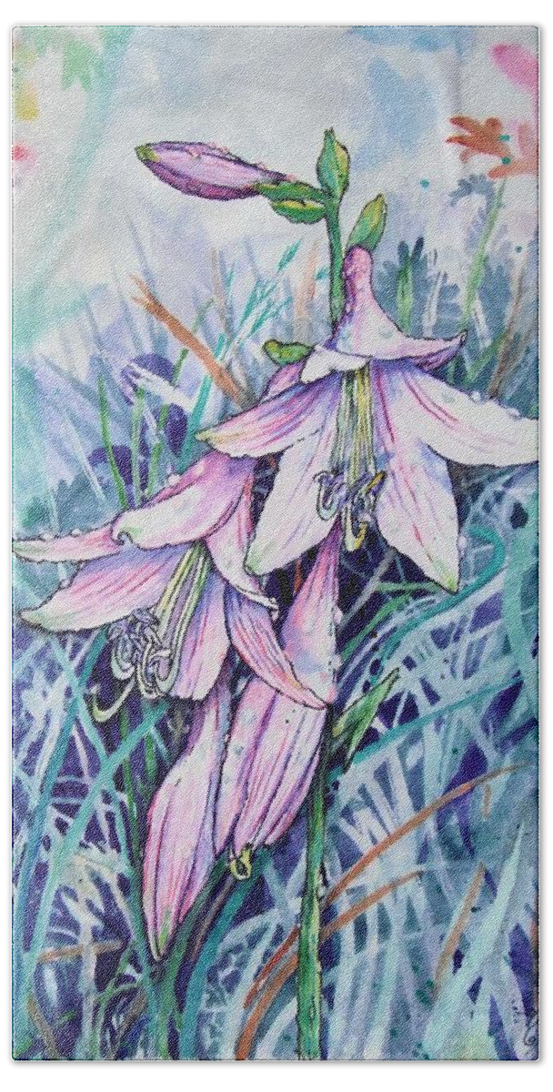 Hosta Beach Sheet featuring the painting Hosta's in Bloom by Nicole Angell