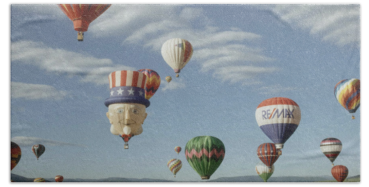 Hot Air Balloon Beach Towel featuring the photograph Hot Air Balloon by Jim Steinberg