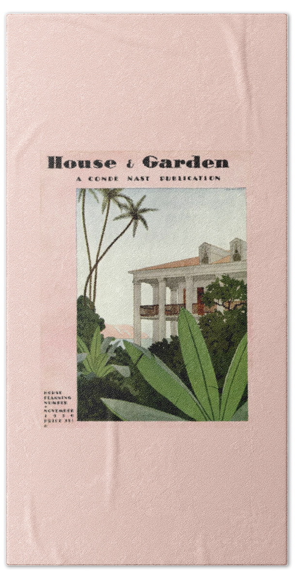 House & Garden Cover Illustration Beach Towel