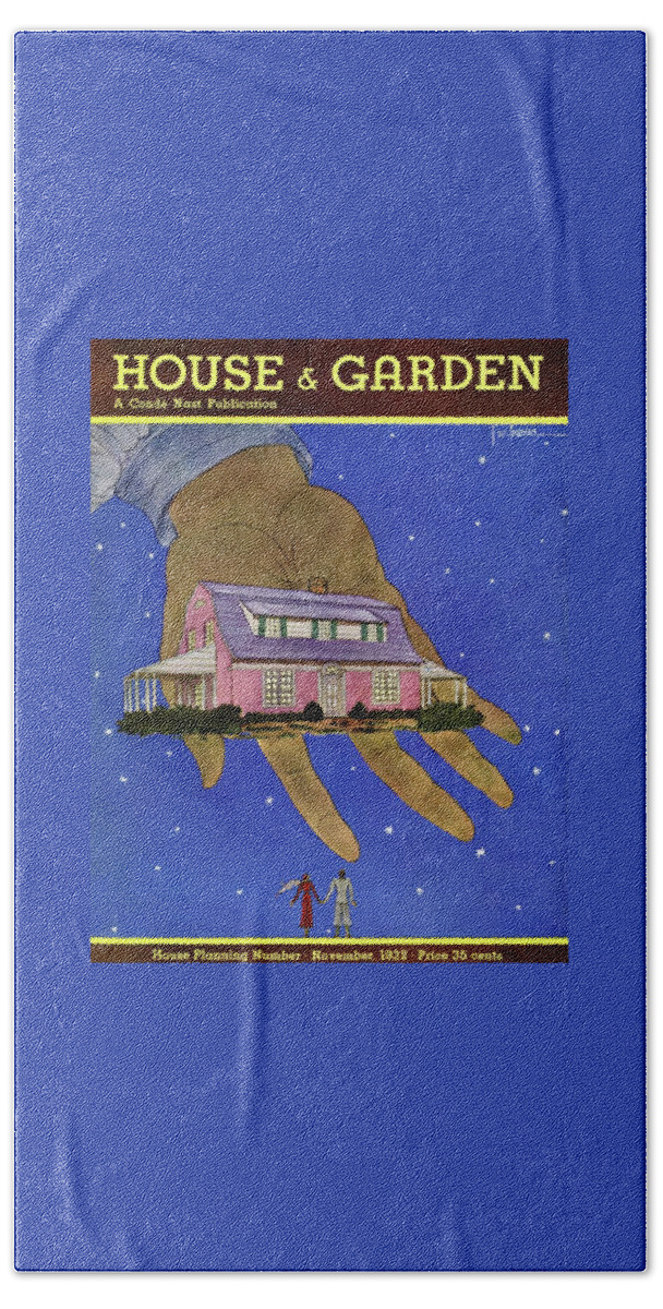 House & Garden Cover Illustration Of A Giant Hand Beach Sheet