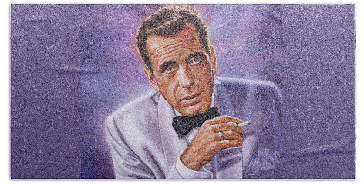 Portraits Beach Sheet featuring the painting Humphrey Bogart by Dick Bobnick