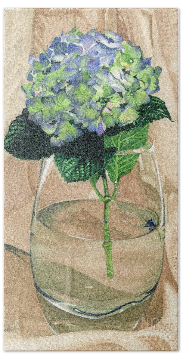 Flower Beach Towel featuring the painting Hydrangea Blossom by Barbara Jewell
